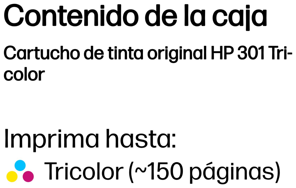 TINTA HP 301 TRICOLOR - detalle
