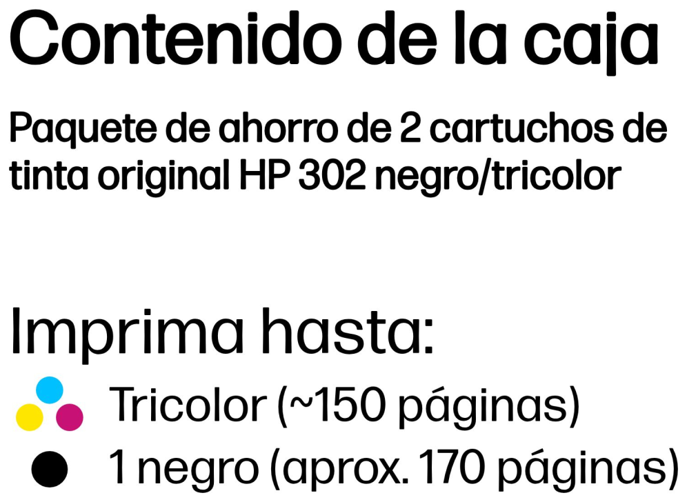 TINTA HP 302 PACK AHORRO NEGRO,TRI-COLOR X 2 - detalle
