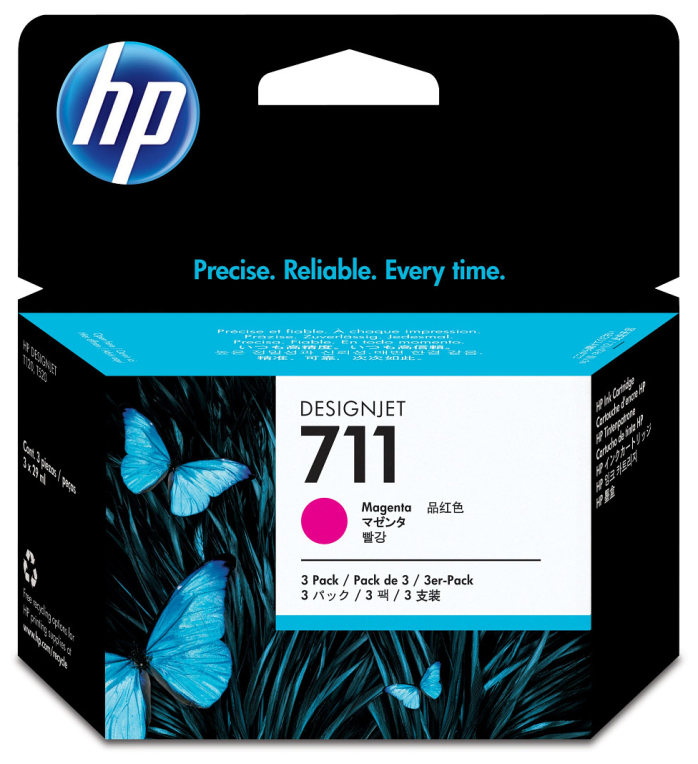 TINTA HP 711 MAGENTA PACK 3 - detalle