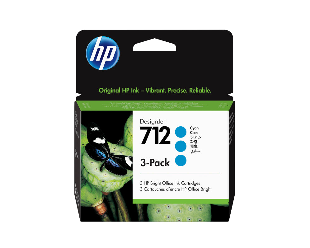 HP Paquete de 3 cartuchos de Tinta DesignJet 712 cian de 29 ml