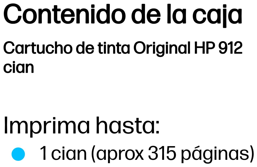TINTA HP 912 CYAN - detalle