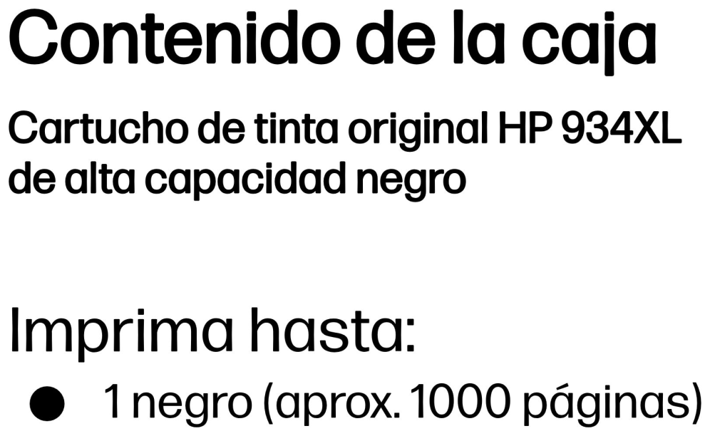 TINTA HP 934XL NEGRO - detalle