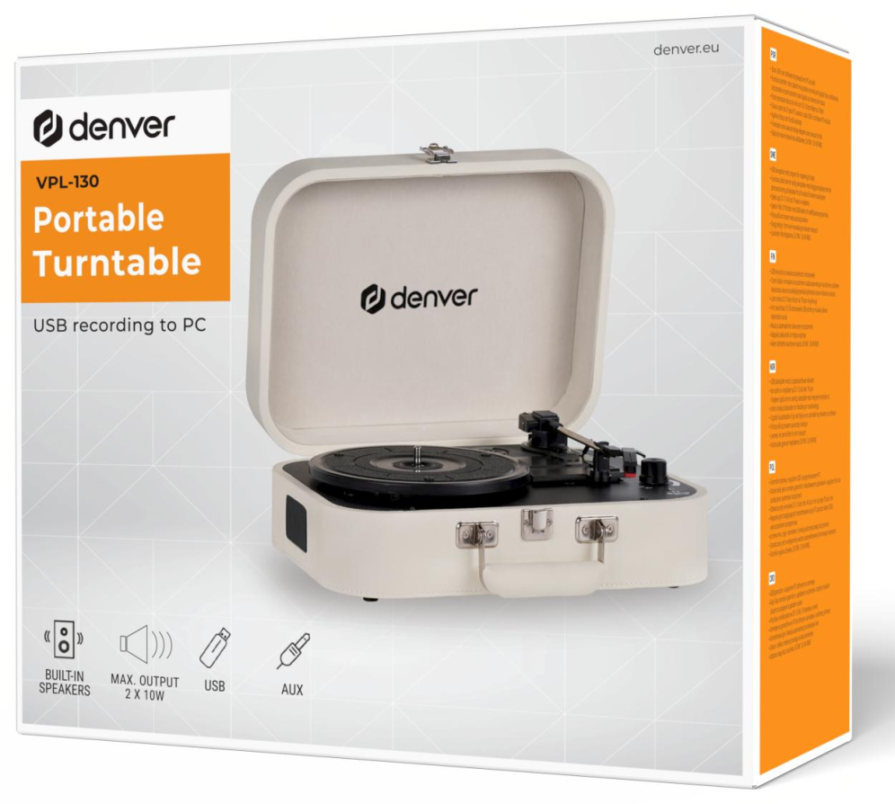 TOCADISCOS DENVER VLP-130 USB CON SOFTWARE DE GRABACION PARA PC - detalle