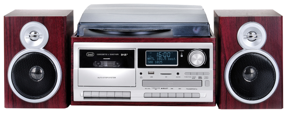 TOCADISCOS TREVI TT 1072 DAB TURNTABLE +DAB+AW+ENCODING DARK WOOD - detalle