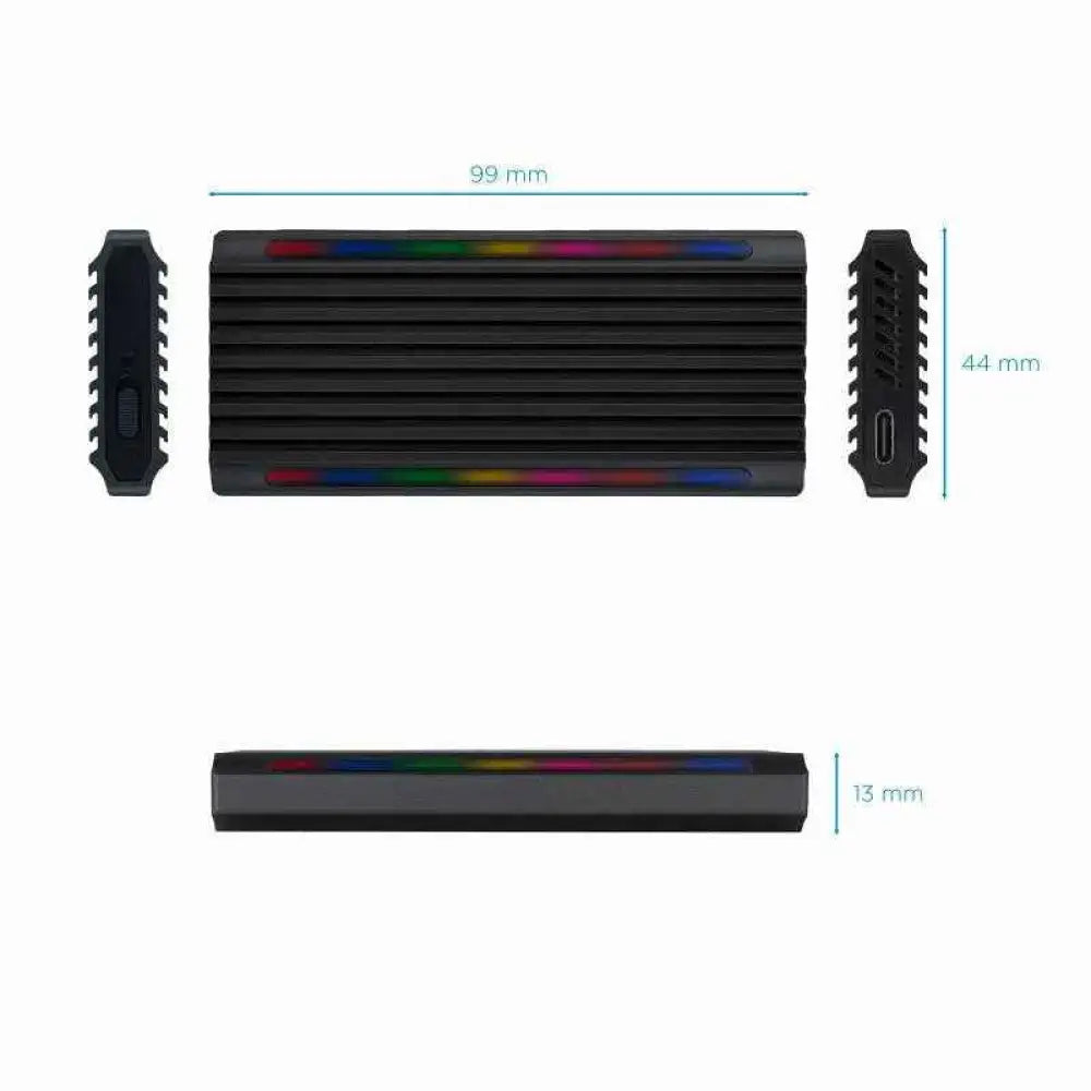 Caja externa SSD M.2 NGFF NVMe TOQQ en color negro, carcasa para disco duro externo USB-C para almacenamiento portátil
