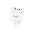 TooQ Cargador de Pared GaN 2USB-C/PD + USB-A/QC 65W. Blanco
