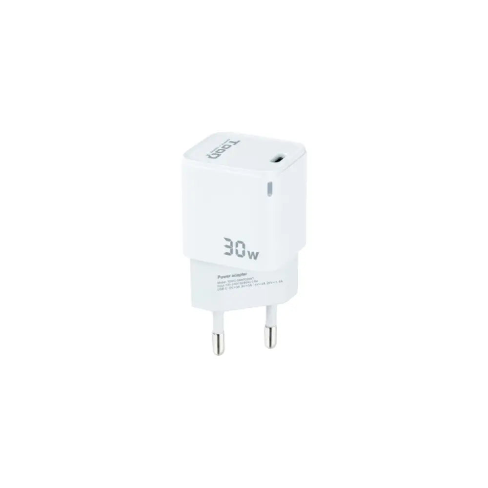 TooQ Cargador de Pared GAN USB-C/PD 30W. Blanco - detalle