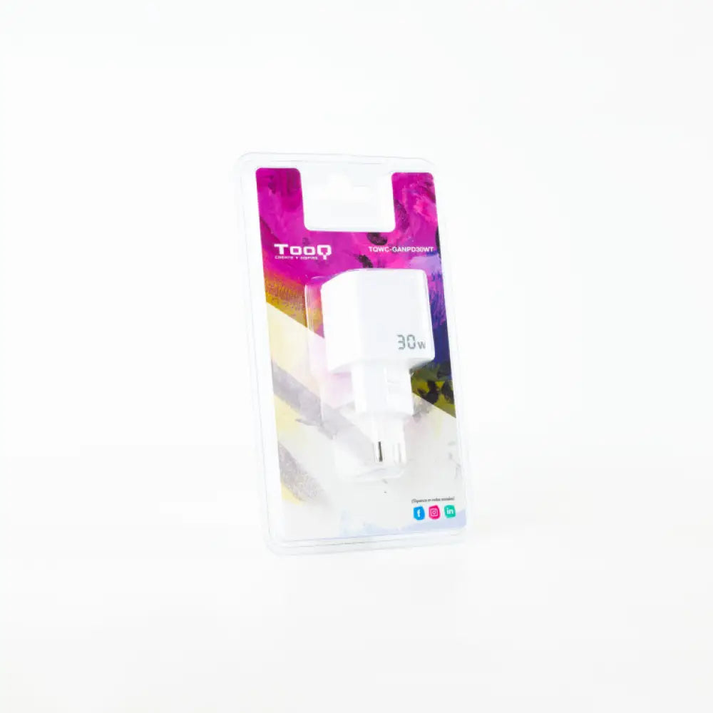 TooQ Cargador de Pared GAN USB-C/PD 30W. Blanco - detalle