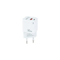 TooQ Cargador de Pared GaN USB-C/PD + USB-A/QC 30W. Blanco
