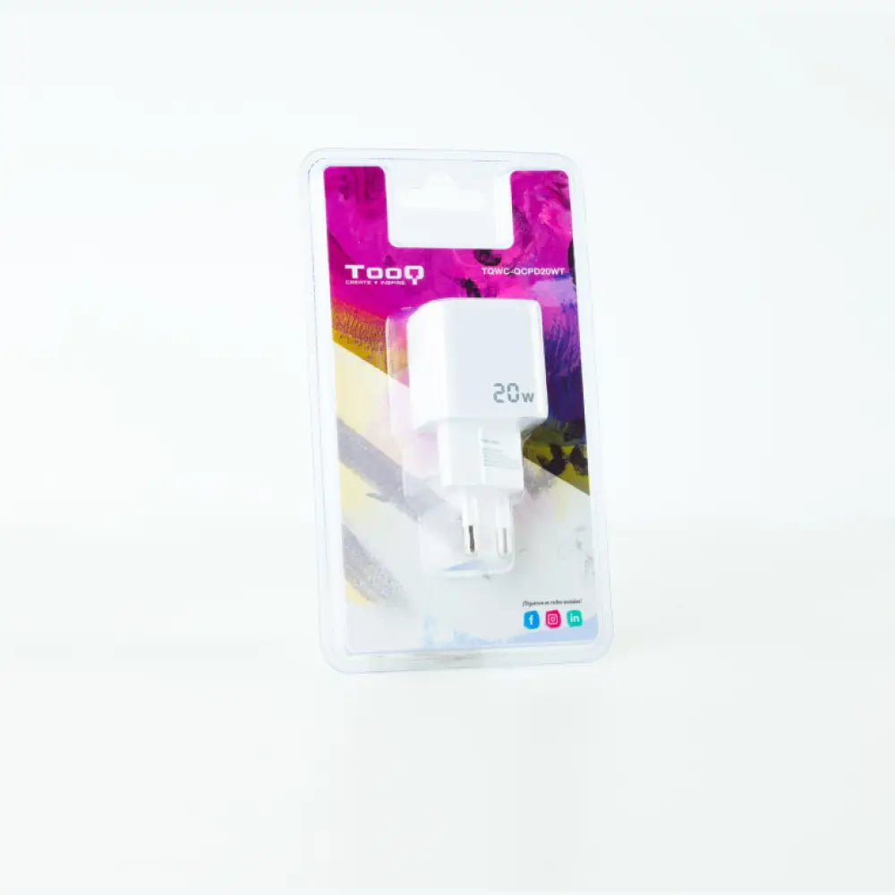 TooQ Cargador de Pared USB-C/PD + USB-A/QC 20W. Blanco - detalle