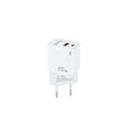 TooQ Cargador de Pared USB-C/PD + USB-A/QC 20W. Blanco