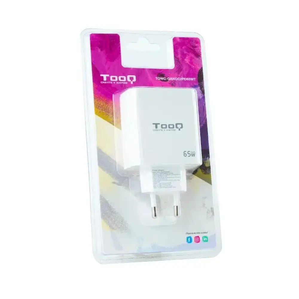 TOOQ Cargador pared GAN 2xUSB-C 1xUSB-A 45W+20W - detalle