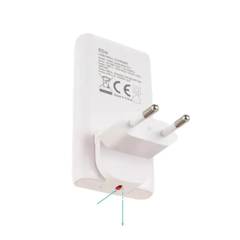 Tooq Cargador pared GAN USB-C/PD + USB-A/QC 65W - detalle