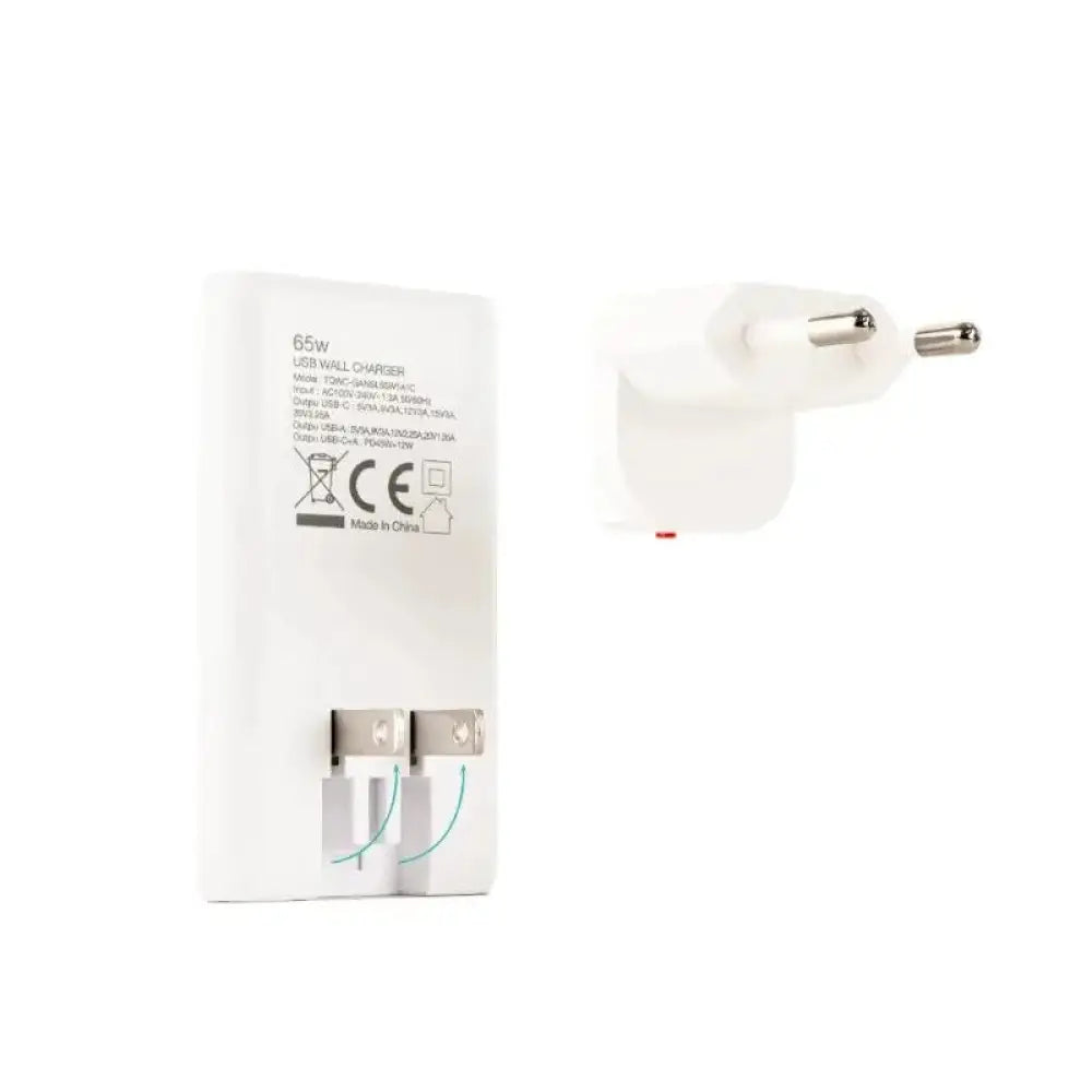 Tooq Cargador pared GAN USB-C/PD + USB-A/QC 65W - detalle