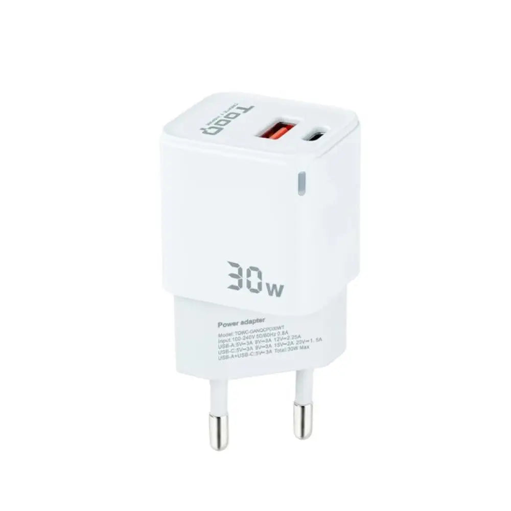TOOQ Cargador pared GAN USB-C/USB-A 30W