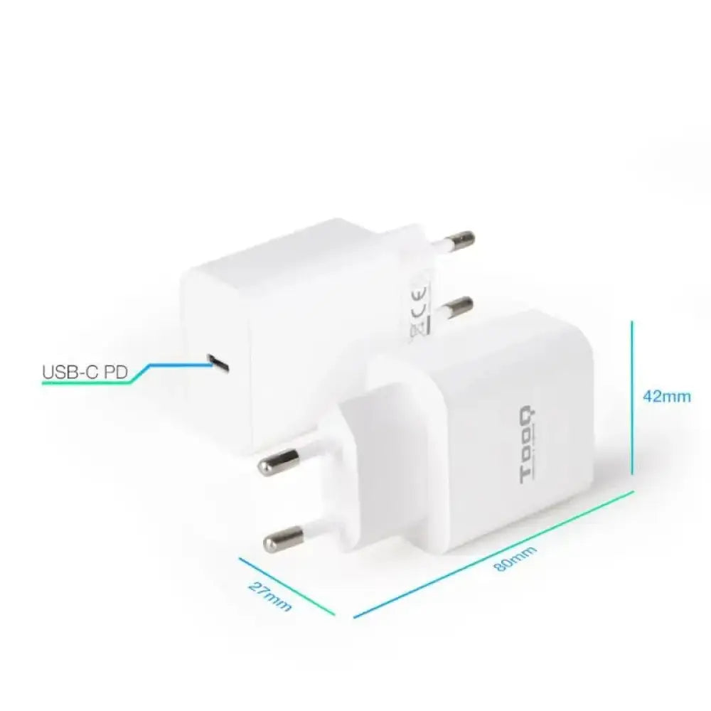 Tooq Cargador pared USB-C PD3.0 20W Blanco - detalle