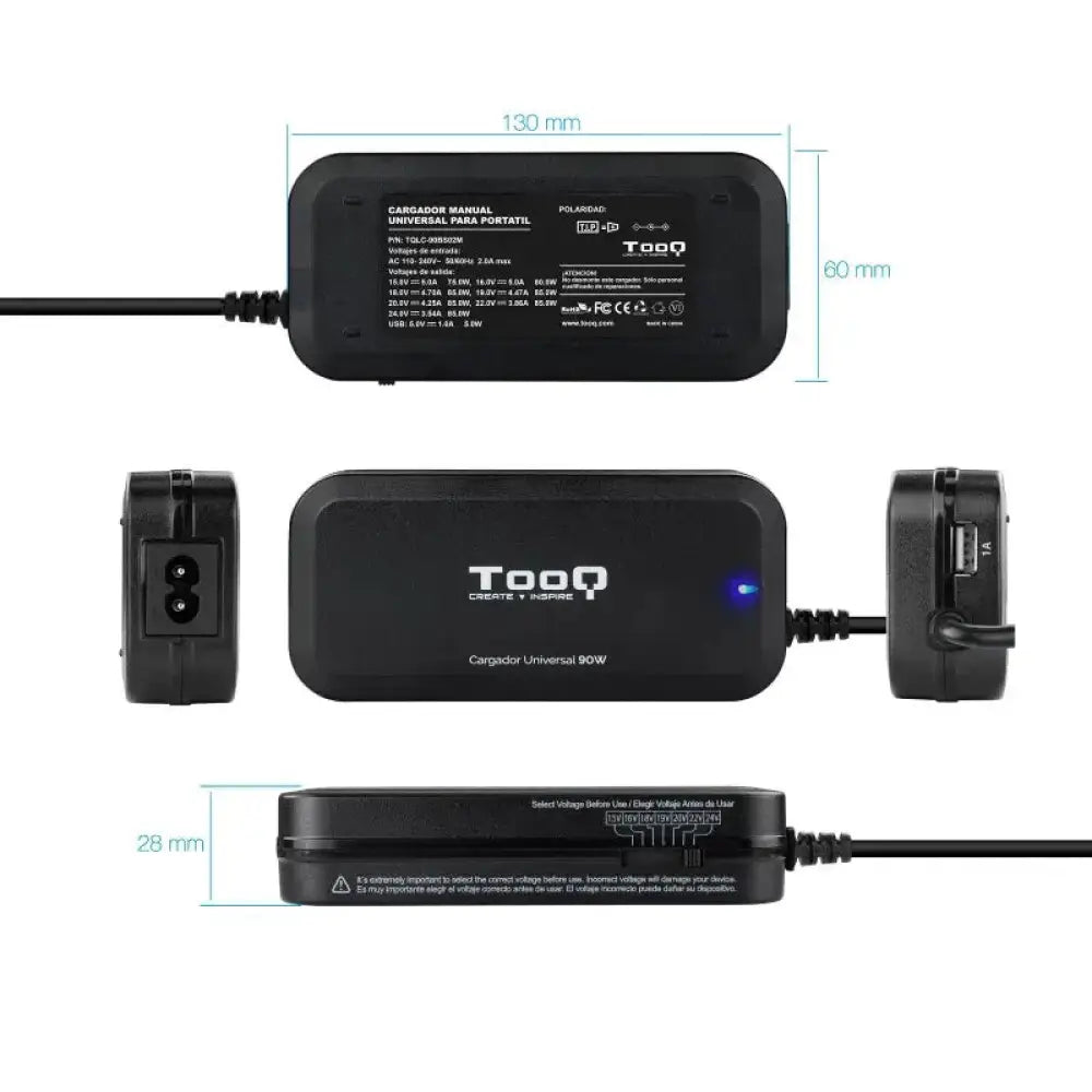 Tooq Cargador portátil 90W manual 12 conectores - detalle