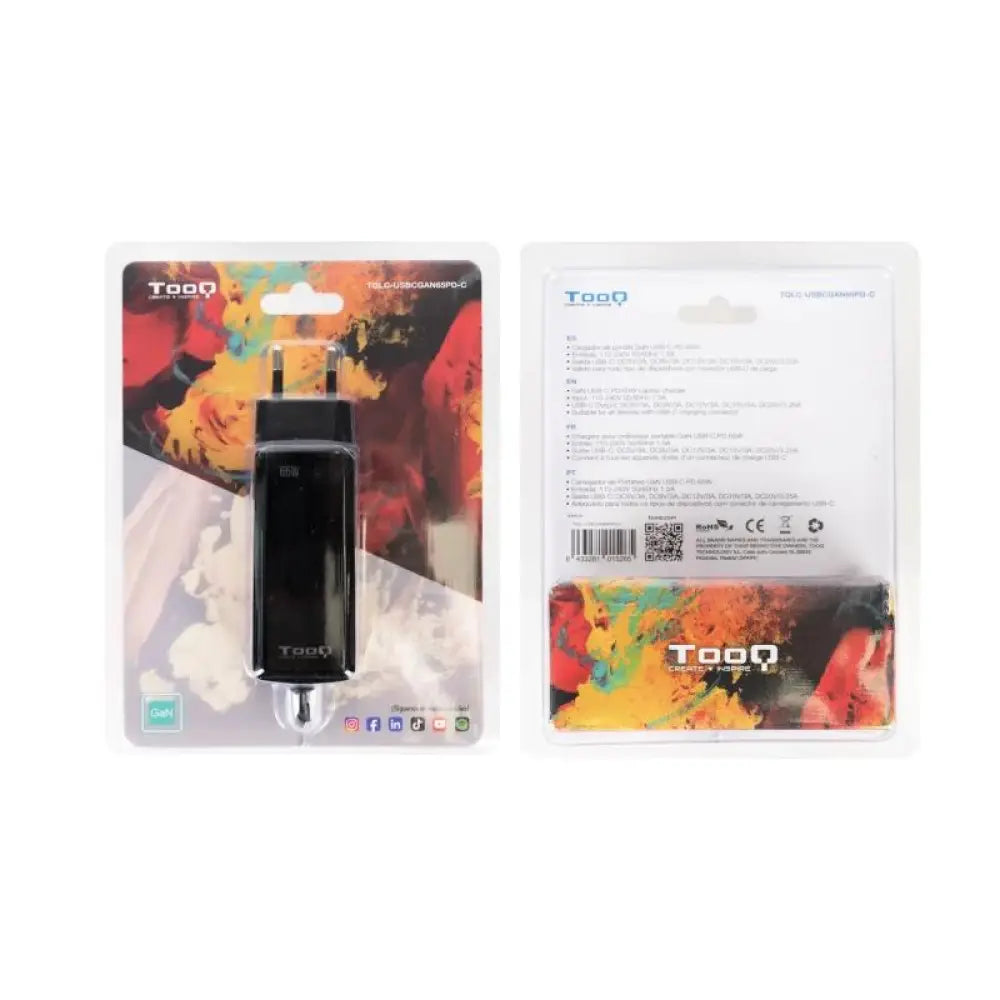 Tooq Cargador portátil GAN USB-C PD 65W Cúbico - detalle