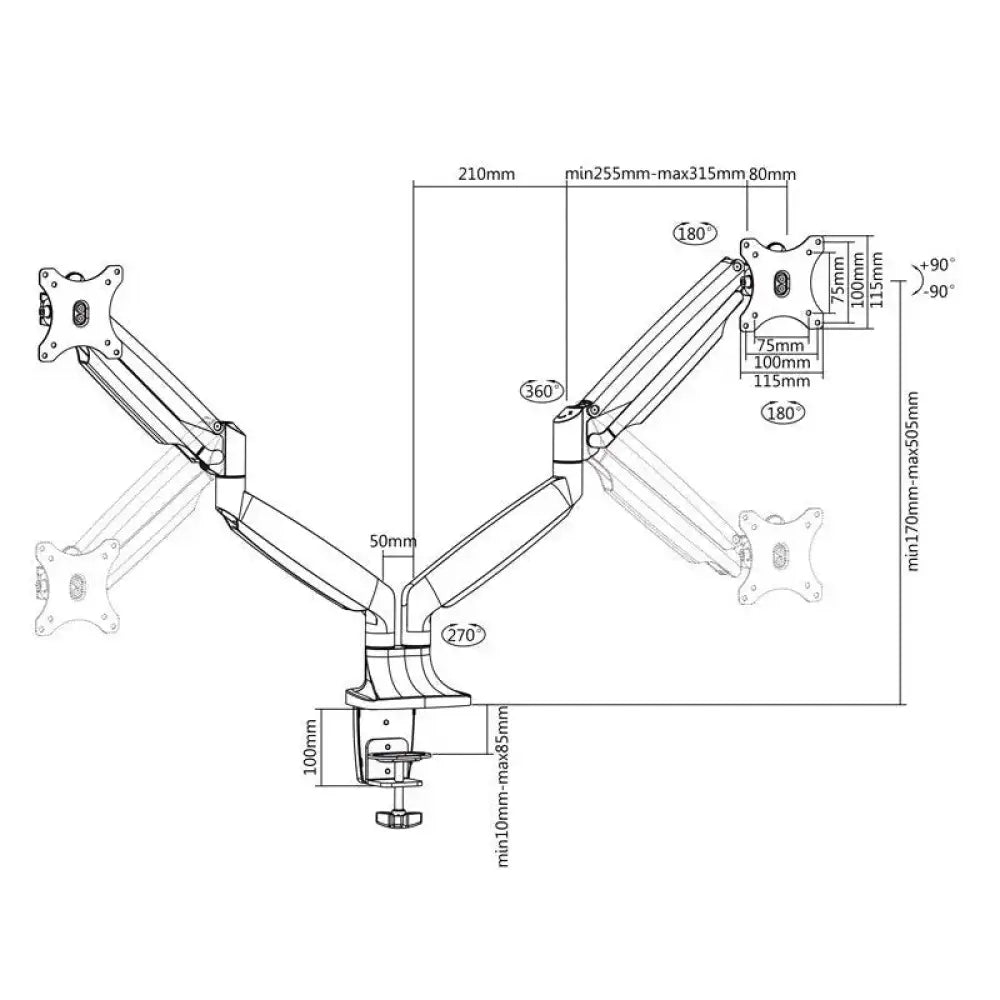 Tooq DB3132TNR-S Soporte Mesa incl/gir 2brz 13-32" - detalle