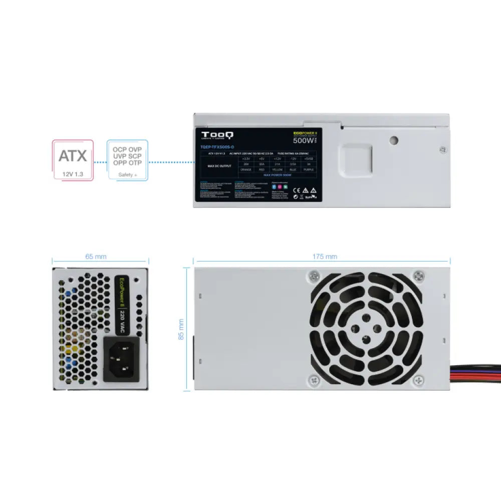 TooQ Ecopower II TFX OEM unidad de fuente de alimentación 500 W 20+4 pin ATX Plata - detalle