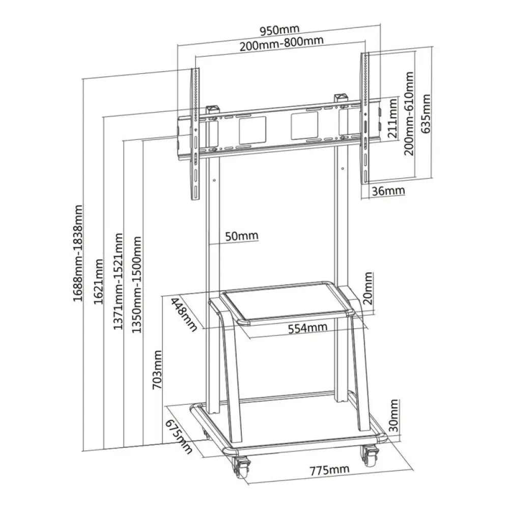 Tooq FS20100M-B Soporte suelo Pantalla 37-100" neg - detalle