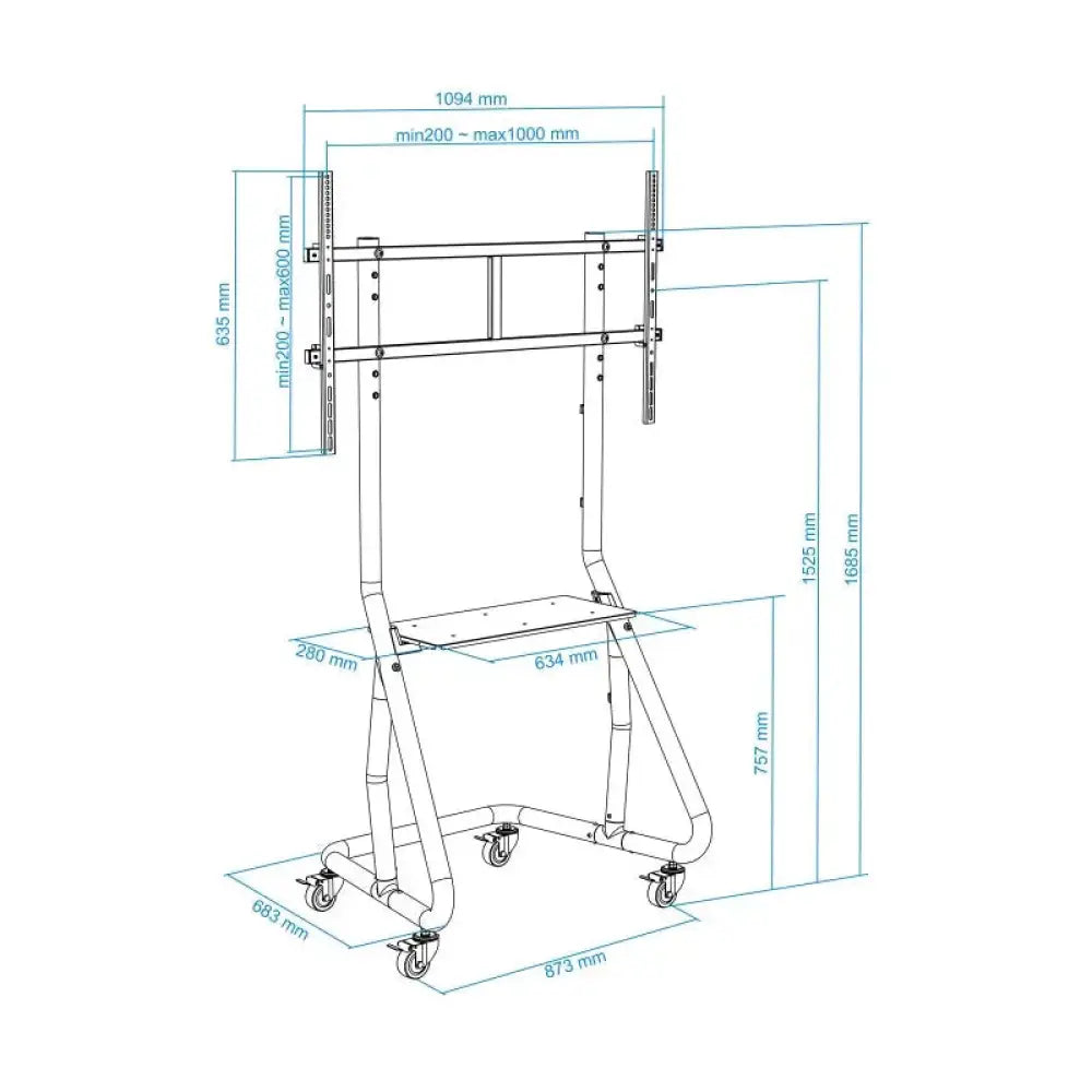 Tooq FS20200M-B Soporte Suelo Ruedas/Bases 60-105" - detalle