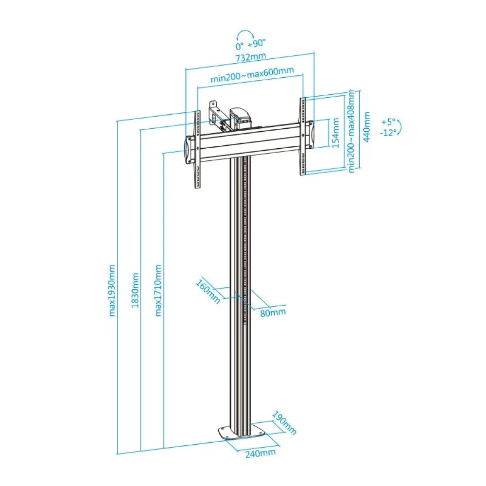 Tooq FS2270M-B Soporte suelo fijo  37-70" - detalle