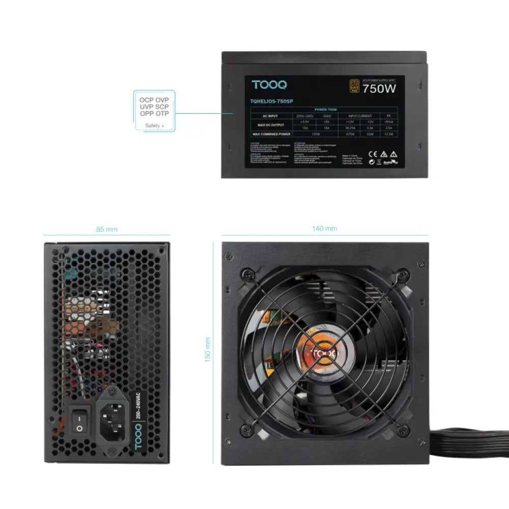TooQ Fuente de alimentación ATX 750W APFC 80Plus Bronze - detalle