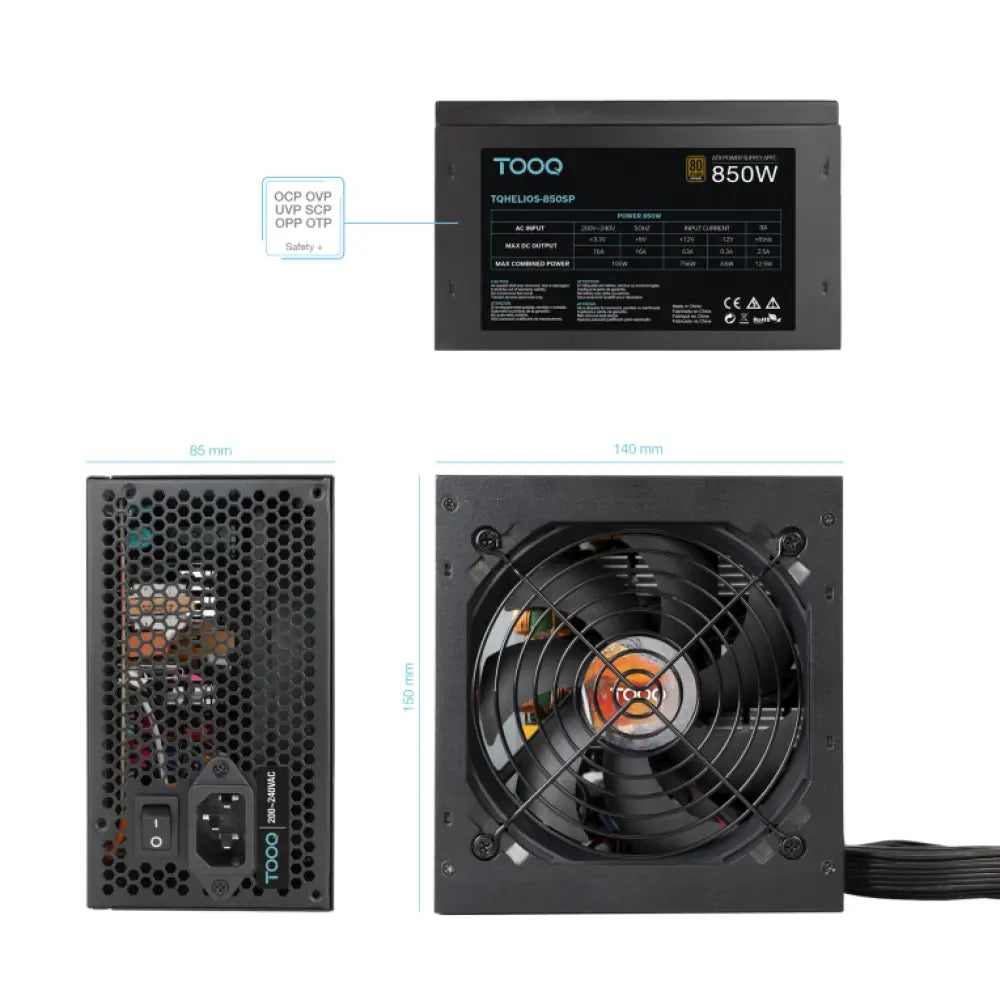 TooQ Fuente de alimentación ATX 850W APFC 80Plus Bronze - detalle