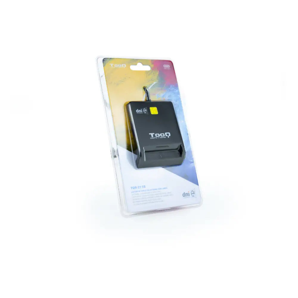 Lector de tarjeta inteligente TooQ DNIe SIM USB-C negro para leer tarjetas inteligentes y DNI electrónicos.