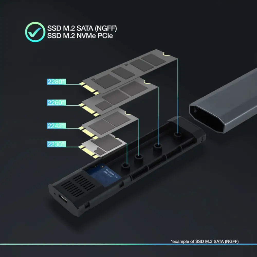 TooQ Shura Caja externa para unidad de estado sólido (SSD) Gris M.2 - detalle