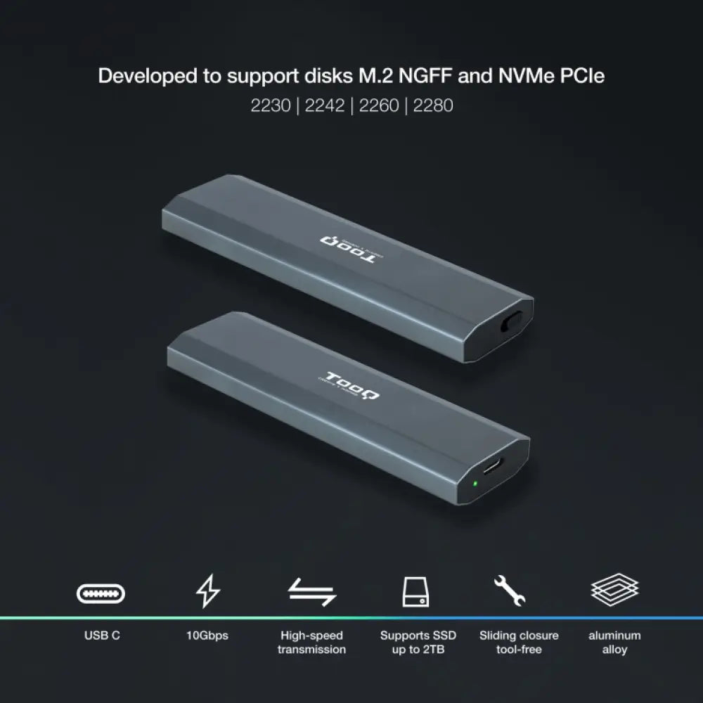 TooQ Shura Caja externa para unidad de estado sólido (SSD) Gris M.2 - detalle