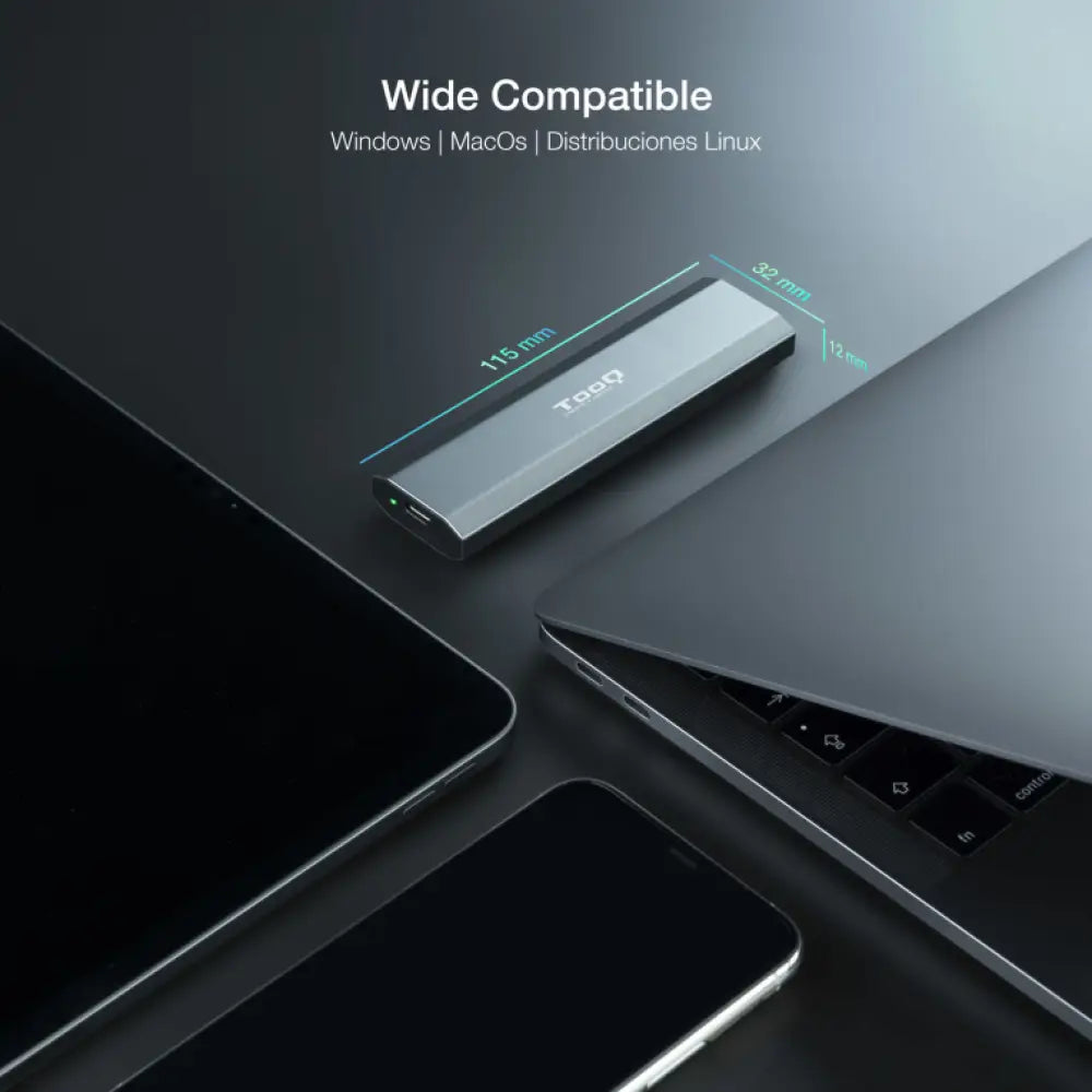 TooQ Shura Caja externa para unidad de estado sólido (SSD) Gris M.2 - detalle