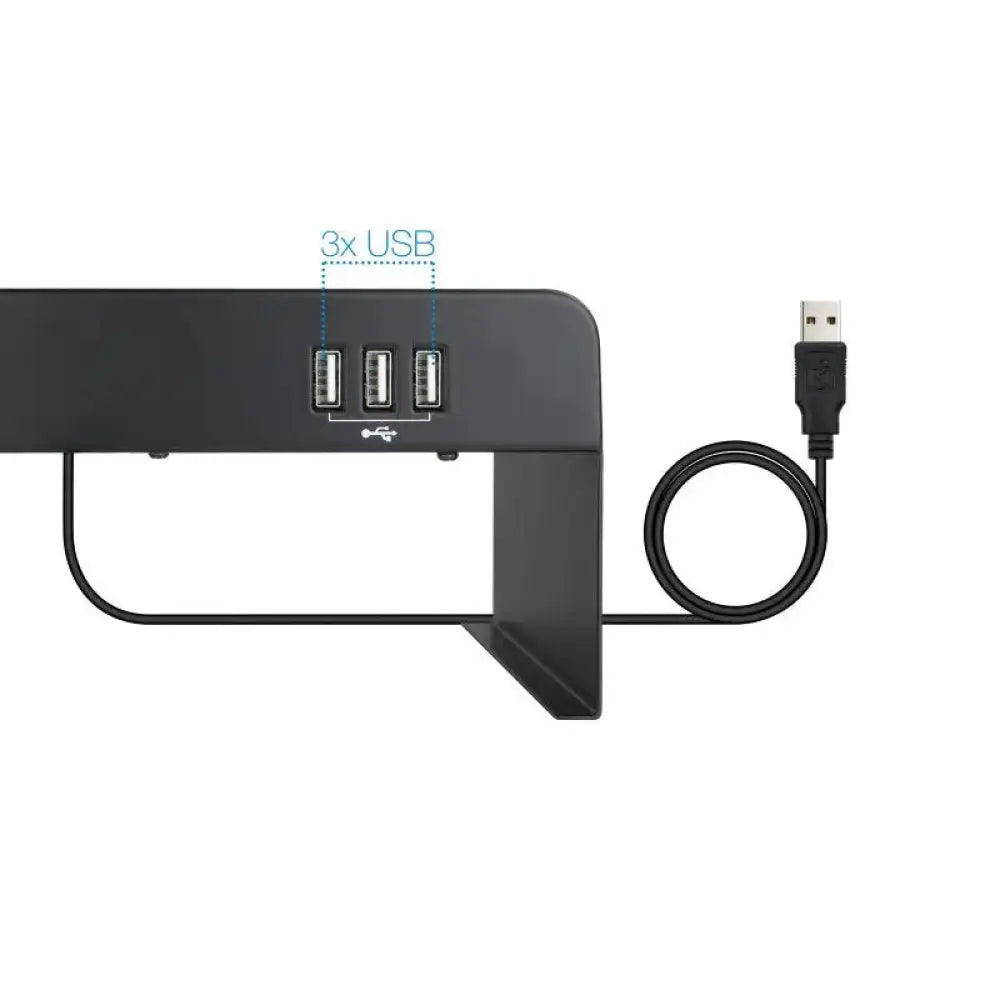 Tooq Soporte elevador monitor/portátil 3xUSB negro - detalle