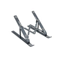 Soporte elevador TooQ de aluminio gris para portátiles, tablets, móviles y libros, soporte plegable y ajustable.