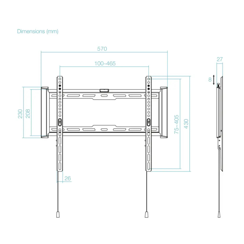TooQ Soporte Fijo de pared para pantallas 32"- 70". Negro - detalle