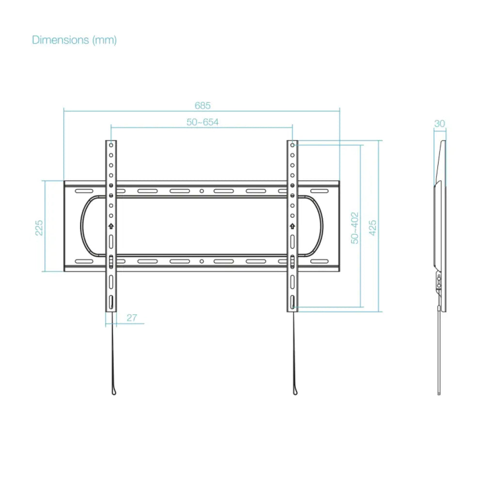 TooQ Soporte Fijo de pared para pantallas 37"- 80". Negro - detalle