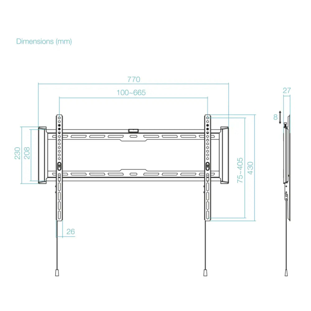 TooQ Soporte Fijo de pared para pantallas 37"- 80". Negro - detalle