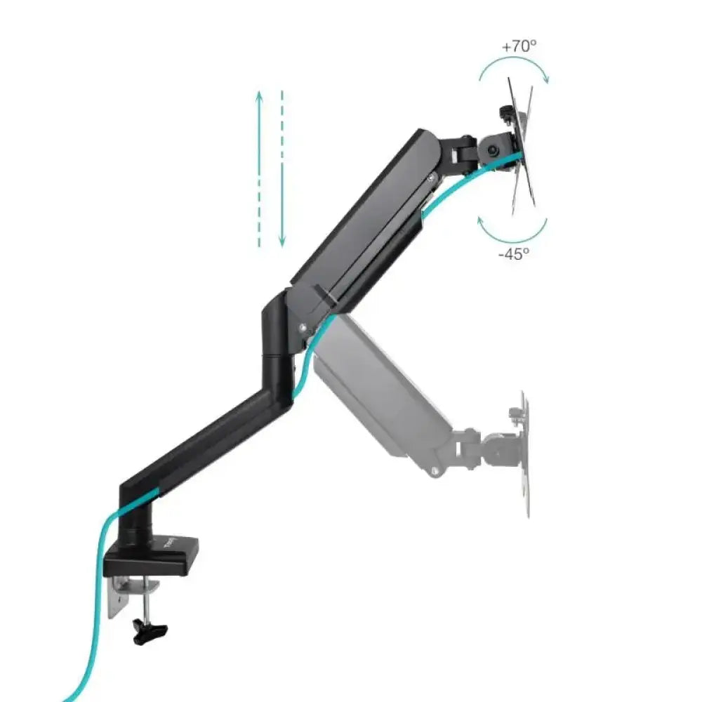 Soporte de mesa TOOQ DB1334TNR-B para TV o monitor de 13 a 34 pulgadas, con un brazo articulado.