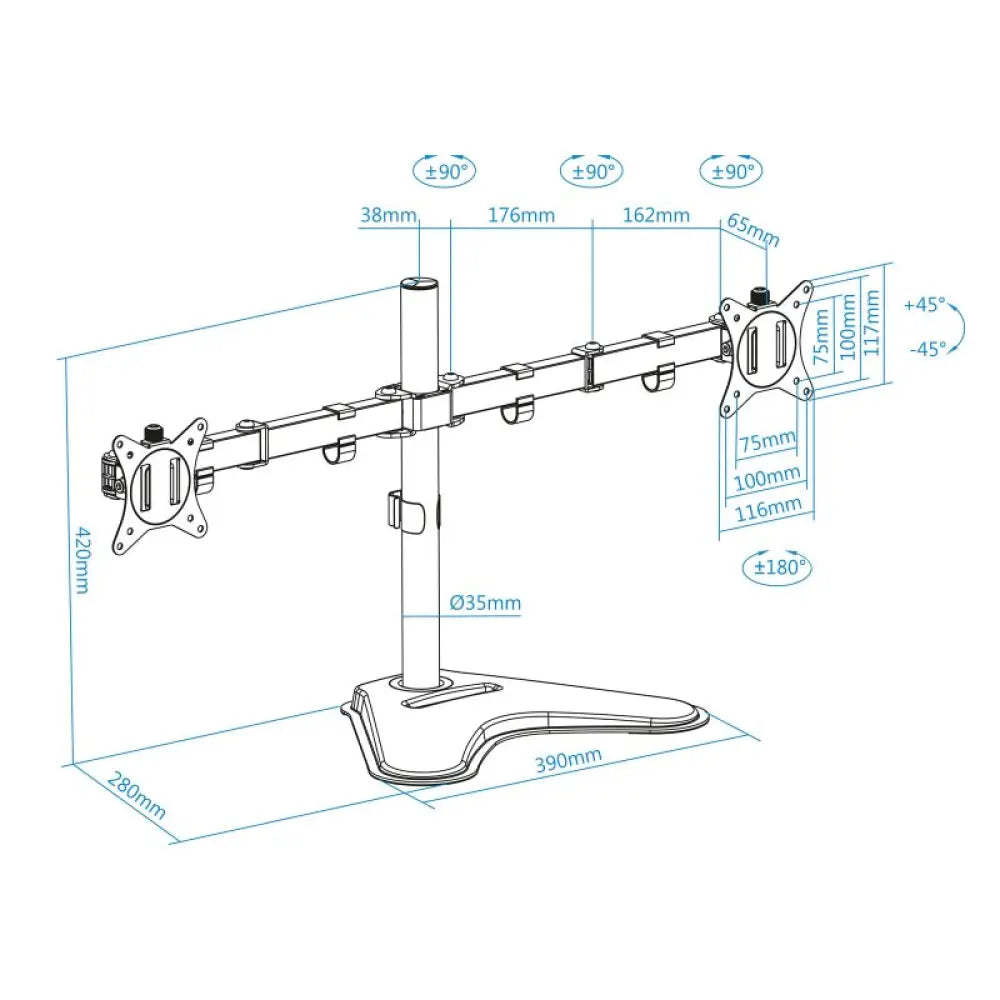 Tooq Soporte mesa DB1702TN-B 2 brazos 17-32" - detalle