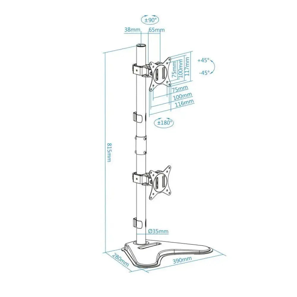 Tooq Soporte mesa DB1703TNV-B  2 brazos Vertical - detalle