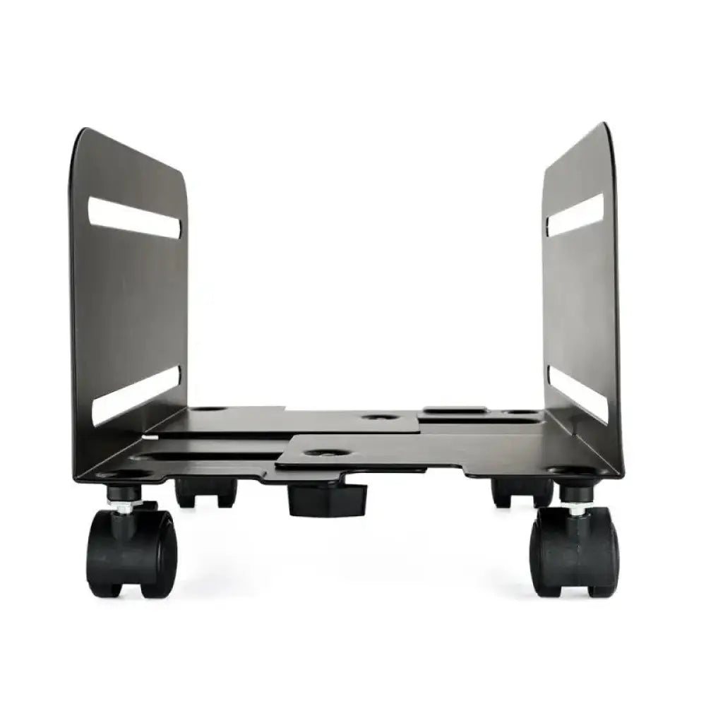 Soporte para CPU de suelo TOOQ con ruedas negro, accesorios para cables y PC, soporte móvil para torre de ordenador.
