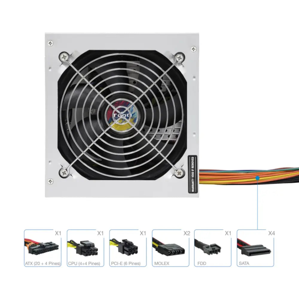 TooQ TQAPOLO-500SP unidad de fuente de alimentación 500 W 20+4 pin ATX ATX Plata - detalle