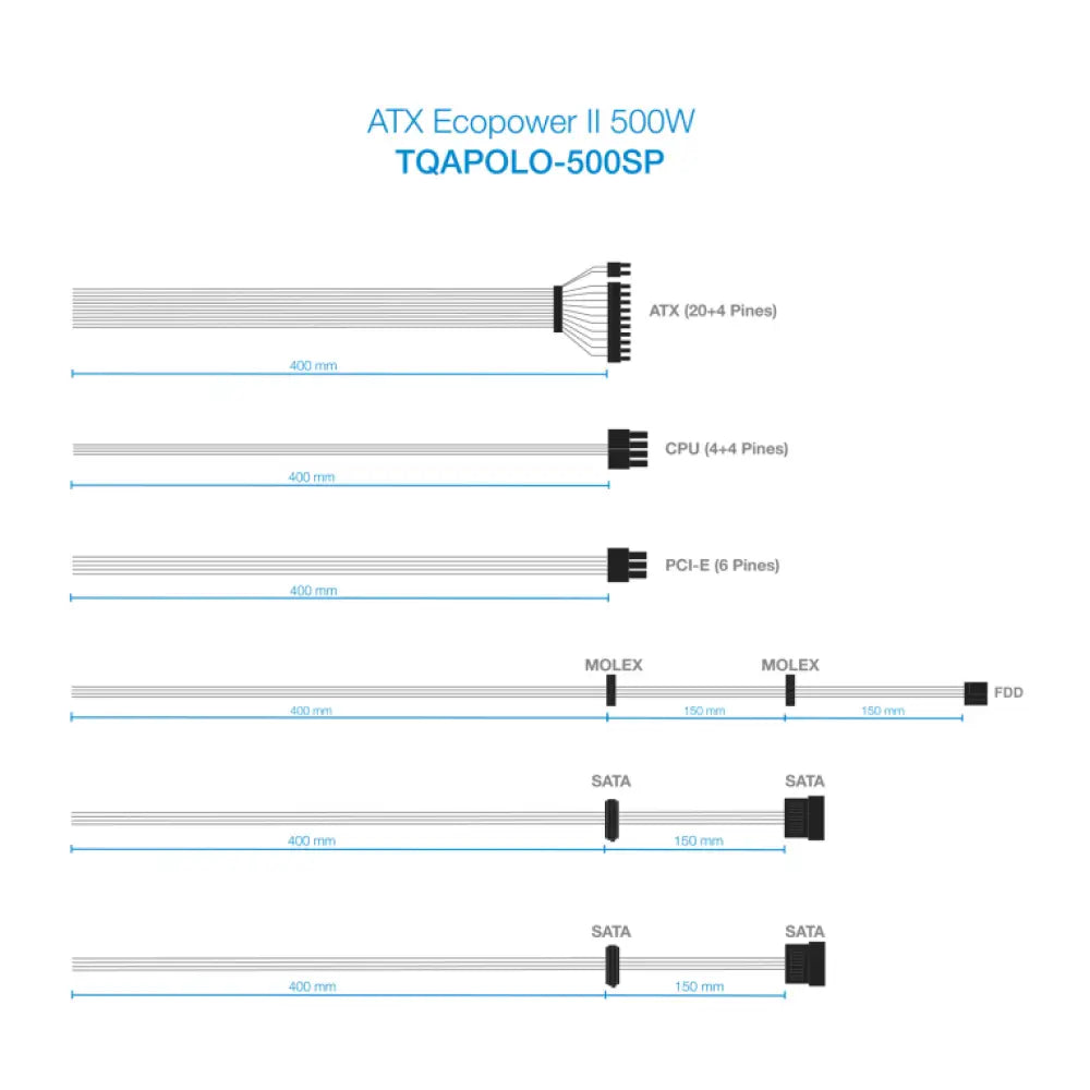 TooQ TQAPOLO-500SP unidad de fuente de alimentación 500 W 20+4 pin ATX ATX Plata - detalle