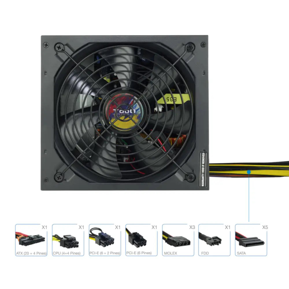 TooQ TQAPOLO-650SP unidad de fuente de alimentación 650 W 20+4 pin ATX ATX Negro - detalle