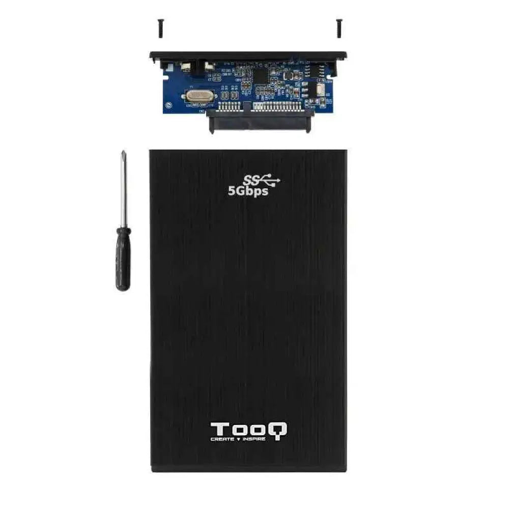 Caja externa para disco duro de 2.5 pulgadas TooQ TQE-2522B, negra, compatible con SATA3 y USB 3.0, para almacenamiento externo.