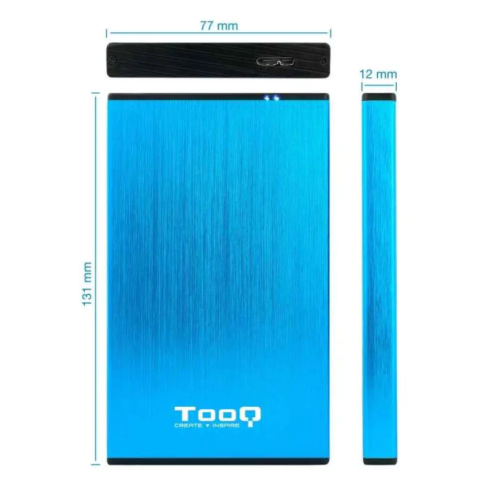 Caja externa para HDD de 2.5 pulgadas de la marca TOOQ, con conexión USB 3.1 Gen1 y USB 3.0.