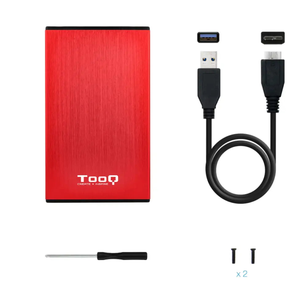 TooQ TQE-2527R caja para disco duro externo Caja de disco duro (HDD) Negro. Rojo 2.5" - detalle