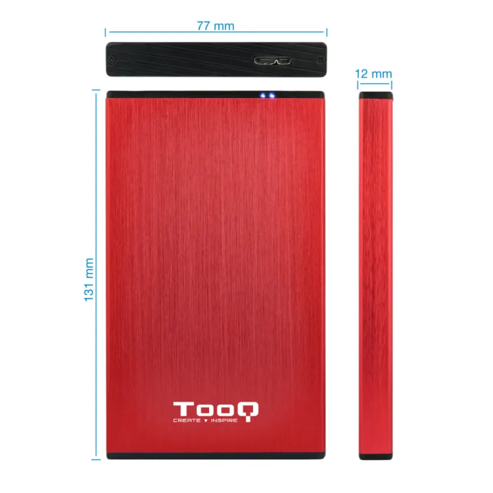TooQ TQE-2527R caja para disco duro externo Caja de disco duro (HDD) Negro. Rojo 2.5" - detalle