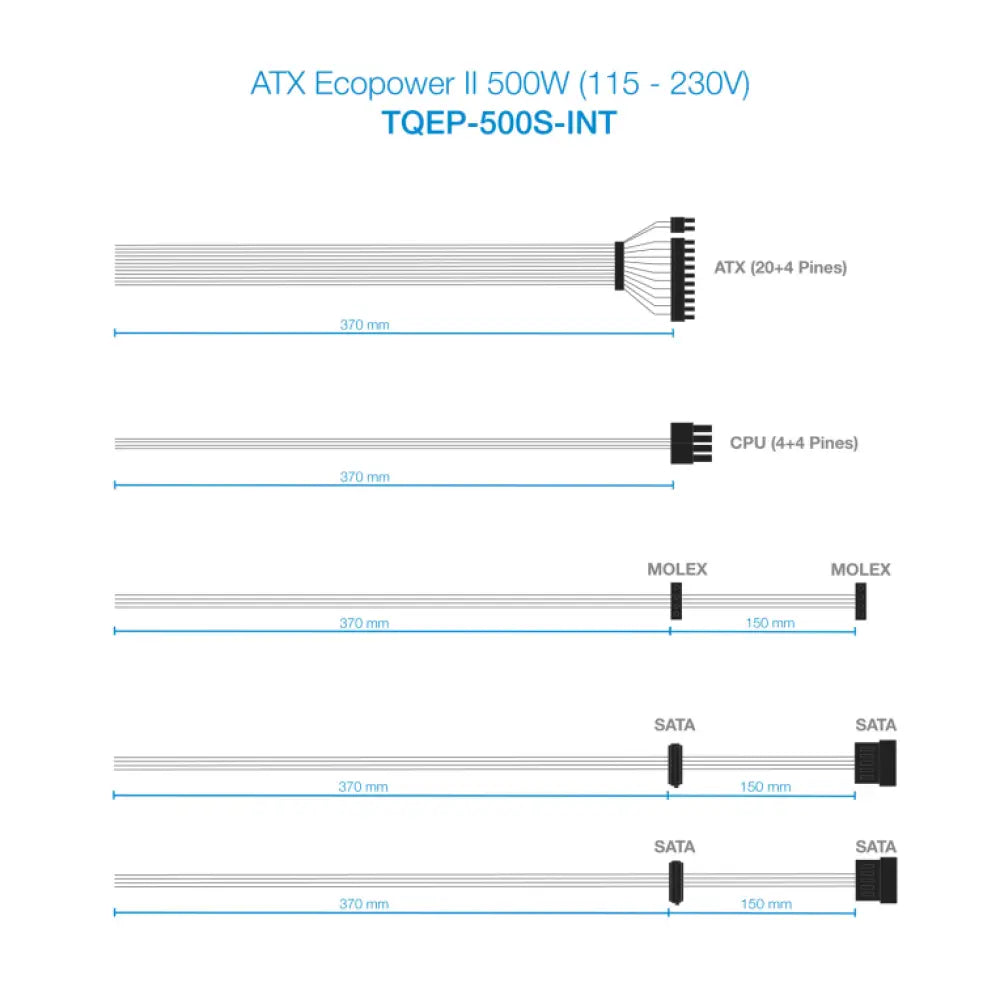TooQ TQEP-500S-INT unidad de fuente de alimentación 500 W 24-pin ATX ATX Plata - detalle